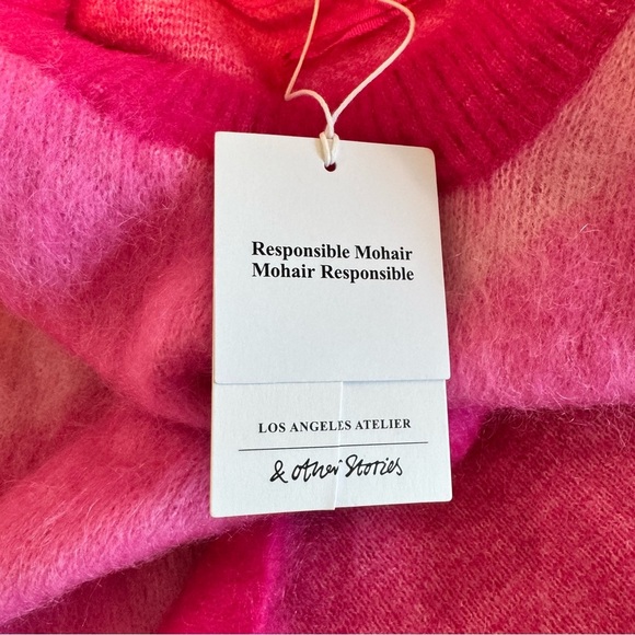 & Other Stories Pink Plaid Mohair Blend Sweater - Picture 10 of 10